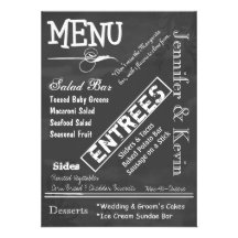 Chalk Board Look Custom Wedding Menu Invitations