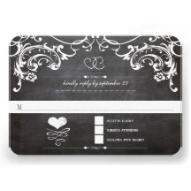 Chalkboard Cute Heart Initials Typography RSVP Invites