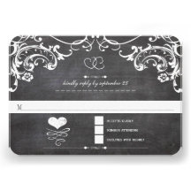 Chalkboard Cute Heart Initials Typography RSVP Custom Announcement