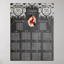 Chalkboard Damask Wedding Seating Chart Print
