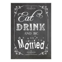 Chalkboard Eat Drink And Be Married Wedding Invite