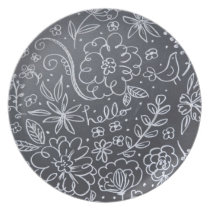 Chalkboard Floral Plate plates