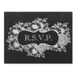 chalkboard floral wedding rsvp postcards