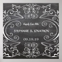 Chalkboard Happily Ever After  Wedding Poster