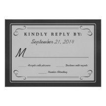 Chalkboard Hearts Monogram RSVP Invitation