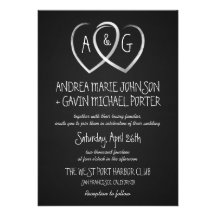 Chalkboard Hearts Monogram Wedding invitation