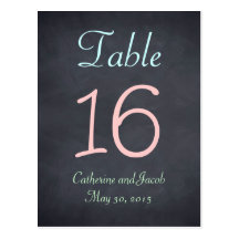 Chalkboard Look Wedding Table Number Card Postcards