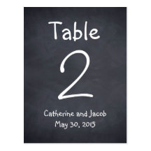 Chalkboard Look Wedding Table Number Card Postcards