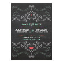 Chalkboard Poster (Pink & Mint) Save the Date Invitations