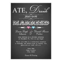 Chalkboard Style Wedding Reception Only Invite