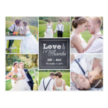 Chalked Collage Wedding Thank You Card Post Cards