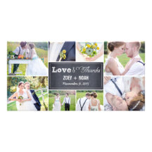 Chalked Collage Wedding Thank You Photo Cards