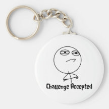 Challenge Accepted Black & White Text Key Chain