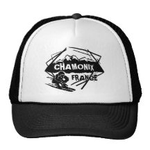 Chamonix France black white ski logo art hat