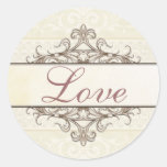 Champagne and Gold Filigree Love Sticker