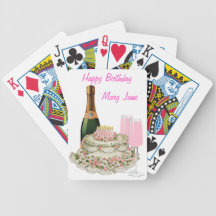 Champagne Birthday Poker Cards