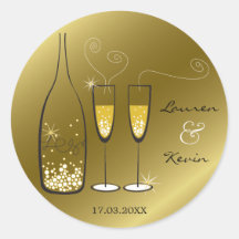 Champagne Bubbles Celebration Gold Label Sticker