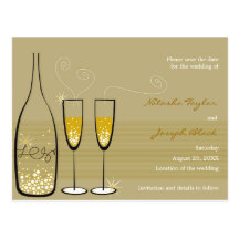 Champagne Bubbles Celebration Save The Date Post Cards