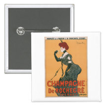 Champagne De Rochegre Vintage Drink Ad Art Pinback Buttons