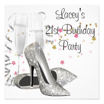 Champagne High Heels 21st Birthday Party Custom Invitation