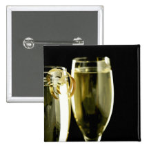 Champagne in Black Pinback Button