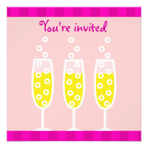 Champagne Party - Pink Custom Invitation