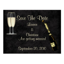 Champagne Save The Date (Black) Postcard