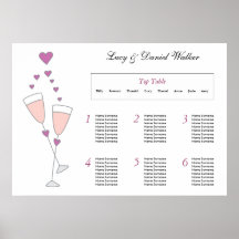 Champagne Toast Wedding Seating Table Plan Poster