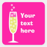 Champagne with bubbles square stickers