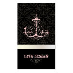 Chandelier + Baroque damask /pearl + pink Business Cards