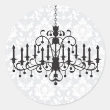 Chandelier Damask Round Stickers
