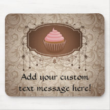 Chandelier Frame Cupcake Pink and Brown Damask Mouse Pads
