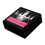 Chandelier Fuchsia Black White Damask Anniversary Keepsake Box