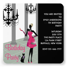 Chandelier Party Dress Any Number Girls Birthday Personalised Invites