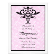 Chandelier Pink 21st Birthday Party Invitation