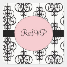 Chandelier Pink Square RSVP Wedding Envelope Seals Square Sticker