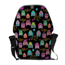 Changeable background owls courier bags
