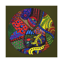Chaos Eye - colourful doodle painting Gallery Wrap Canvas