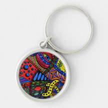 Chaos Eye - colourful doodle painting Key Chains