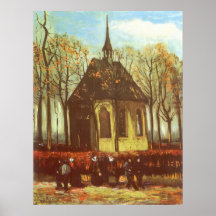 Chapel at Nuenen w Churchgoers by Vincent van Gogh Print