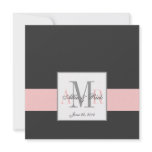 Charcoal and Pink Monogram Wedding Invitation