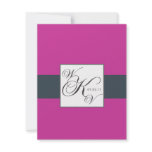Charcoal Fuchsia Pink Monogram Wedding RSVP