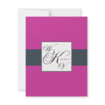 Charcoal Fuchsia Pink Monogram Wedding RSVP