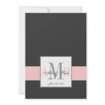 Charcoal Pink Monograms Wedding Invitation