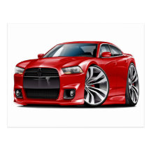 Charger SRT8 Red Car Postcards