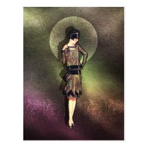 Charla - 1920s Fashion in Taupe, Brown & Yellow Postcard