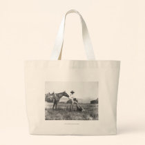 Charles Belden with horse and skull. bags