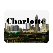 Charlotte NC Skyline with Charlotte in the Sky Vinyl Magnet