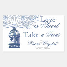 Charming Blue Birdcage Candy Buffet Sticker
