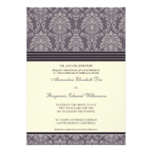 Charming Damask 5x7 Wedding Invitation: plum